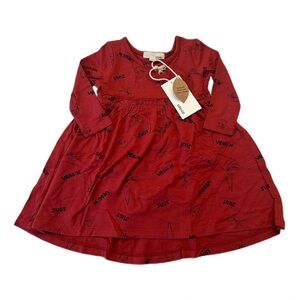 Greige red veggie dress - 9-12 months